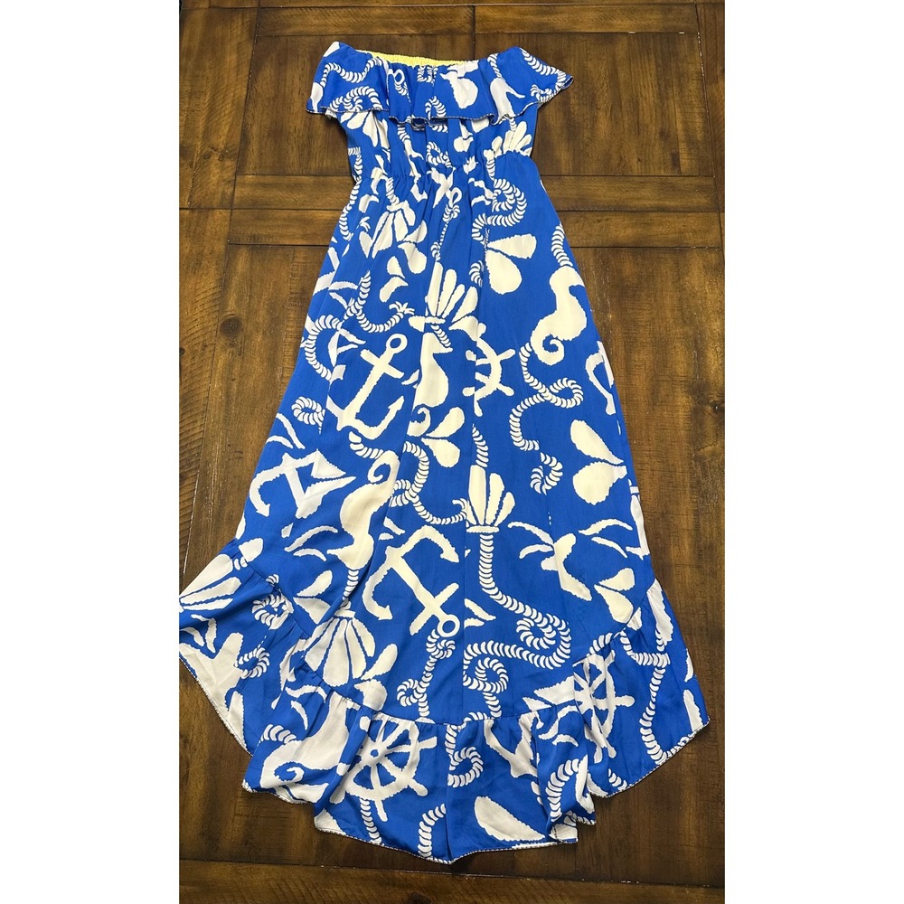 Lilly Pulitzer Strapless High-Low Nautical Anchor Dress Blue White Small - Picture 11 of 11
